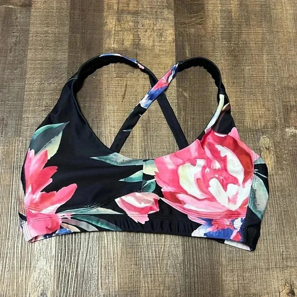 Floral sports bra Womens XS no designer‎ tag yoga workout summer